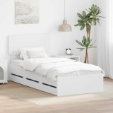 Cumpara ieftin Cadru de pat cu sertar Alb 90 x 200 cm Lemn prelucrat