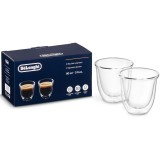 Set 2 pahare espresso De&amp;#039;Longhi, 2x90ml, Sticla termorezistenta, Transparente, Perete dublu, Delonghi