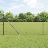 VidaXL Gard S&acirc;rmă Sudată cu 7 St&acirc;lpi cu C&acirc;rlig Gri 1,4x10 m Oțel