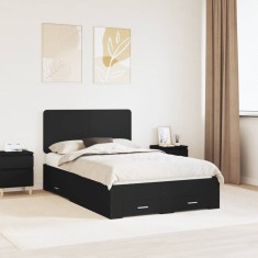 vidaXL Cadru de pat cu headboard Negru 120 x 190 cm Lemn compozit 3412811
