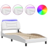 Cumpara ieftin Cadru de pat cu LED fara saltea, Hvar, alb, 90x200 cm