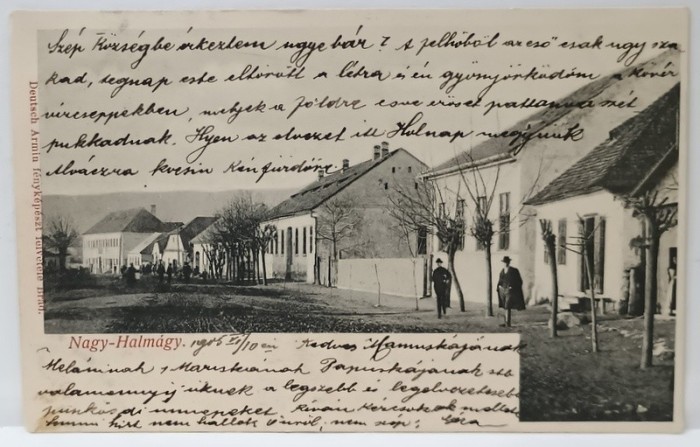 HALMAGIU , VEDERE DE PE STRADA PRINCIPALA , CARTE POSTALA , CLASICA , DATATA 1905
