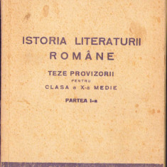 HST C663 Istoria literaturii române Teze provizorii clasa a X-a 1950