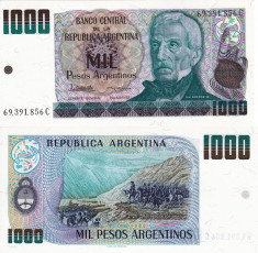 ARGENTINA 1.000 pesos ND (1983-87) P-317b UNC!!! foto
