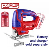 Fierastrau Pendular EMTOP ELGS208501, 20V, Viteza 2400rpm, Capacitate Taiere Metal 8mm si Lemn 80mm, 5 Lame Incluse, Fara Acumulator si Incarcator, Po