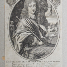 Balthasar Moncornet "Louis XIV, King of France" gravura veche sec 17