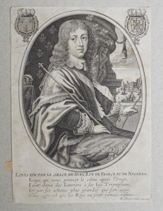 Balthasar Moncornet &quot;Louis XIV, King of France&quot; gravura veche sec 17