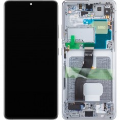 Display cu Touchscreen Samsung Galaxy S21 Ultra 5G G998, cu Rama, Argintiu, Service Pack GH82-26035B foto