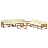 vidaXL Set de canapele de exterior cu pernă 9 pcs Natural și Crem 3382448