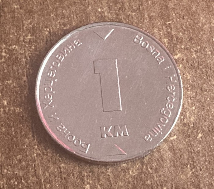 C50 - Moneda foarte veche - Bosnia si Hertegovina - 1 KM - marca convertibile - 2002