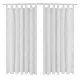 Draperii micro-satin cu bride, 140 x 245 cm, alb, 2 buc.