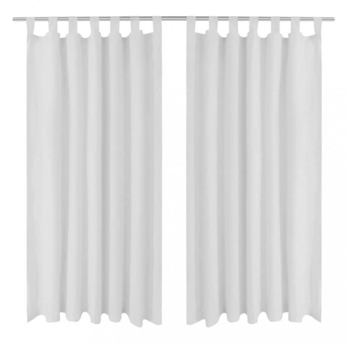 Draperii micro-satin cu bride, 140 x 245 cm, alb, 2 buc. 130361