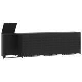 Depozitare cos gunoi cu roti 2 cosuri negru 414x79x117 cm otel