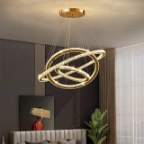 Lustra LED PRISM Luminis, Cristal si Metal, 210W, 4 Cercuri, Dimabila, Inaltime Reglabila, Lumina Rece/Calda/Neutra, Iluminat Luxos ModernLight Concep