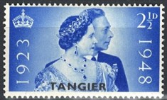 Tanger (Oficiul Poștal Britanic) 1948 - Timbru Comemorativ &bdquo;Nunta de Argint Regală / Supraimprimat TANGIER&rdquo; -KV1