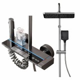 Coloana de dus HAWIRE C-4180 cu afisaj LED temperatura si timp, 4 functii curgere apa, Inaltime 125cm, Aluminiu, Para dus ploaie 30x20cm