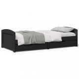 Gossi pat de zi cu 2 sertare fara saltea &bdquo;irun&rdquo; negru 90x200 cm