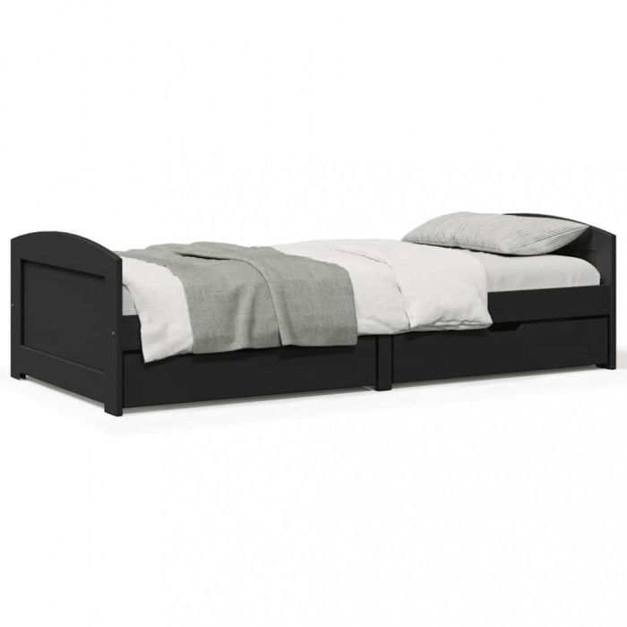 vidaXL Pat de zi cu 2 sertare fără saltea &bdquo;IRUN&rdquo; Negru 90x200 cm