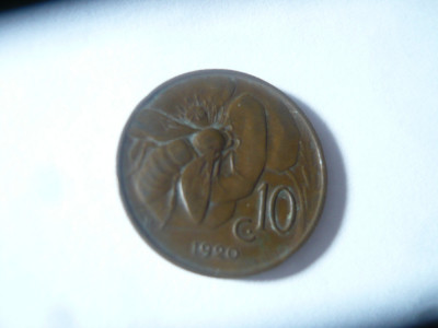 Moneda 10c 1920 Italia Victor Emanuel / Albina ,cal. buna-f.buna foto