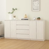 Gossi dulapuri laterale, 3 buc., alb, lemn masiv de pin