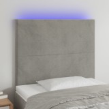 Cumpara ieftin Tăblie de pat cu LED, gri deschis, 90x5x118/128 cm, catifea
