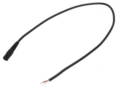 Cablu DC 5,5/2,5 Soclu Drept Negru 5m 2x0,5mm2 foto