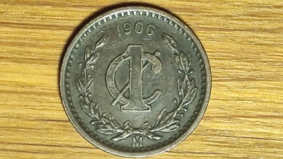 Mexic - moneda de colectie bronz - 1 centavo 1906 - an foarte rar - superba ! foto