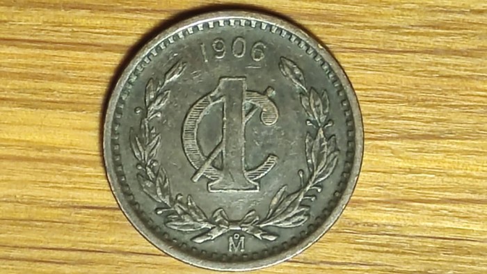 Mexic - moneda de colectie bronz - 1 centavo 1906 - an foarte rar - superba !