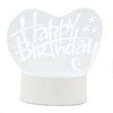 Lampa LED decorativa 3D "Happy Birthday" eMazing, inaltimea de 20 cm, lumina multicolora, telecomanda, alimentare USB si baterii, alb
