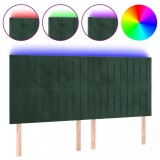 Cumpara ieftin Tablie de pat cu LED, verde inchis, 200x5x118/128 cm, catifea