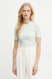 Elisabetta Franchi pulover din amestec de mătase femei, culoarea turcoaz, light, MK55B51E2