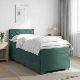 Cumpara ieftin Pat boxspring cu saltea Verde inchis 80 x 200 cm Catifea