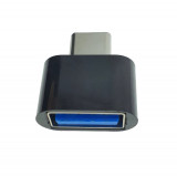 Adaptor OTG USB 2.0 mama la USB tip C tata, alimentare, conectare si transfer de date, negru