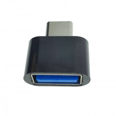 Adaptor OTG USB 2.0 mama la USB tip C tata, alimentare, conectare si transfer de date, negru