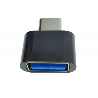 Adaptor OTG USB 2.0 mama la USB tip C tata, alimentare, conectare si transfer de date, negru foto