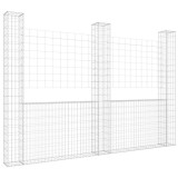 Cos gabion in forma de U cu 3 stalpi, 260x20x200 cm, fier