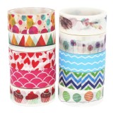 Set de 10 role de banda decorativa FYY, hartie washi, multicolor, 15 mm x 3 m