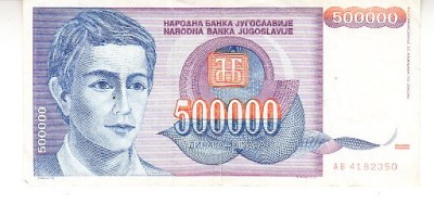 B11 32 - Bancnota foarte veche - Fosta Jugoslavia - 500000 dinarI - 1993 foto