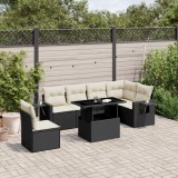Cumpara ieftin Gossi set canapele de gradina cu perne, 7 piese, negru, poliratan