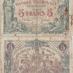 1919 (30 XII), 5 francs (P-75c) - Belgia