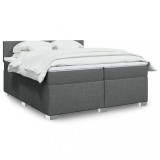 vidaXL Pat box spring cu saltea, gri &icirc;nchis, 200x200 cm, textil