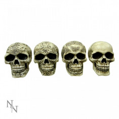 Set 4 statuete cu cranii Zambete sinistre 9.5 cm foto