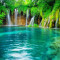 Fototapet autocolant Cascada52 Cascada din padurea verde, 200 x 150 cm
