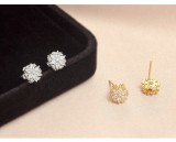 Cumpara ieftin Cercei Stud din Argint 925 Placati cu Aur , zIce Blossom Gold, , Cu Design Fulg de Nea E i Cristale Zirconiu