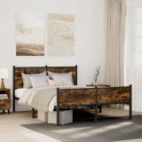 VidaXL Cadru pat metalic fără saltea, stejar fumuriu, 140x200 cm 4007851