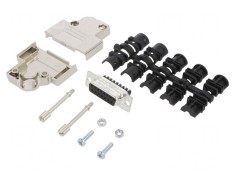 Conector D-Sub 15P Mamă Unghi 45&deg; Terminal Șurub Cablu