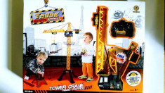 Macara de jucarie cu telecomanda si acumulator pentru copii, joc de constructii, scara 1:18. 88 cm inaltime macara foto
