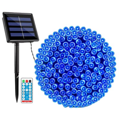 Instalatie solara liniara 22 metri, albastra, 200LED, telecomanda foto