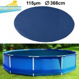 Captuseala solara pentru piscina de 366 cm, &icirc;ncalzitor de piscina, folie solara, rotunda, 115&micro;m, albastru-negru Performance AutoTuning
