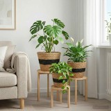 vidaXL Coșuri pentru plante din iarbă de mare 3 pcs Natural și Negru 42012250